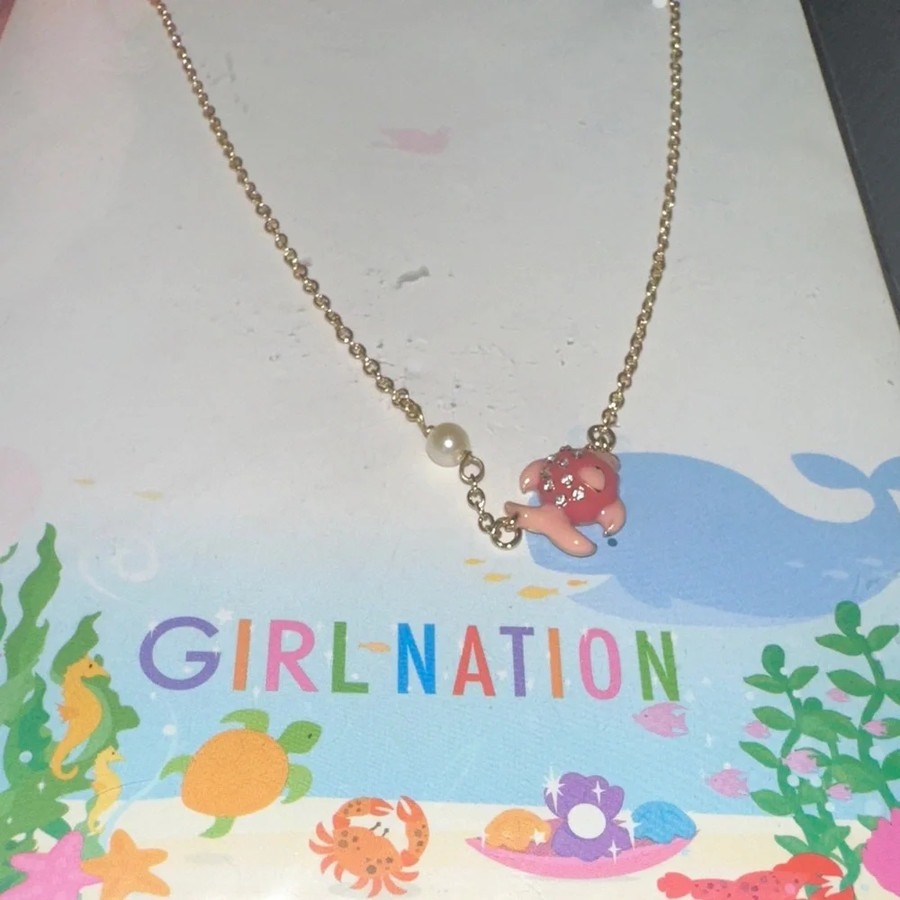 Pink Fish Bling Necklace with little pearl